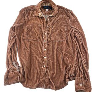 Blue Rain Womens Velvet Long Sleeve Button-Up Shirt Women's size Large